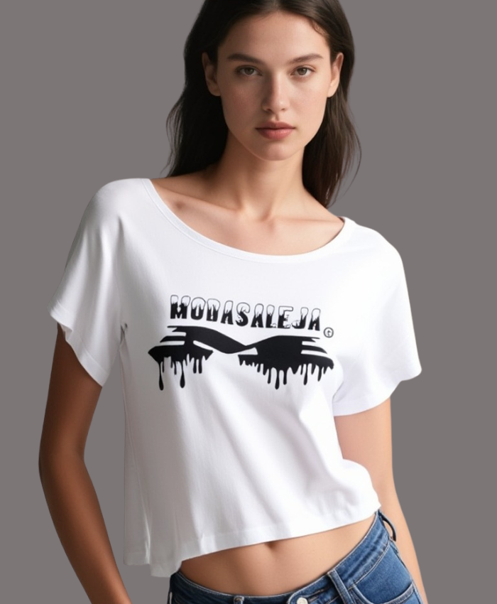 Damen T-Shirt mit Rundhalsausschnitt Aleja Logo.