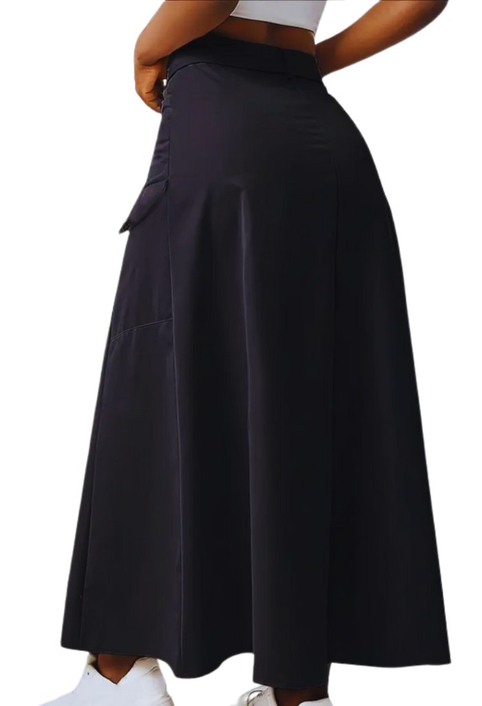 Stilvolle langer-Rock für Damen mit seitlichem Schlitz - Reißverschluss-Design m-aleja